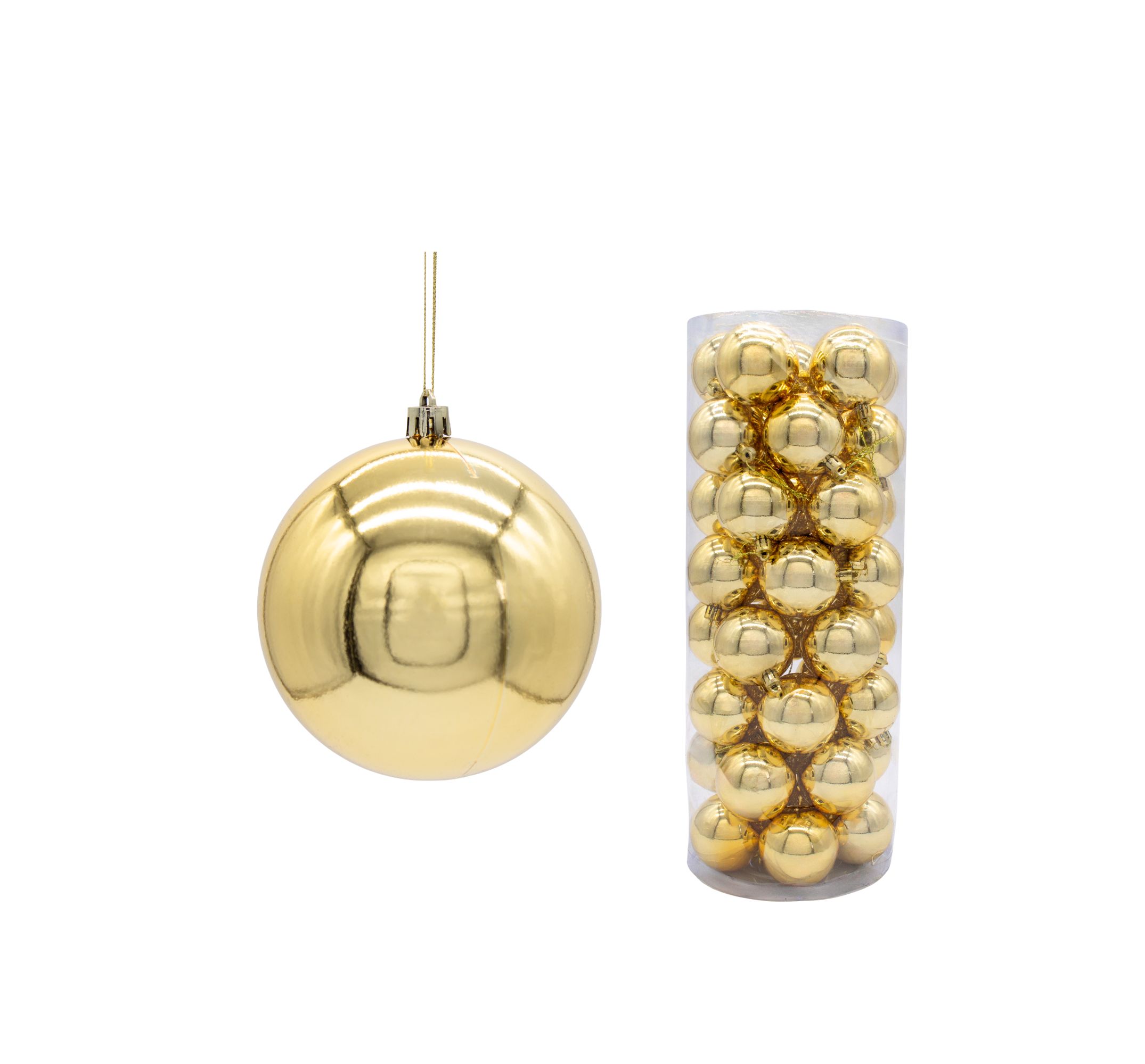 Set de bolas navideñas de 6 cm en colores surtidos con acabados brillantes, ideal para decorar árboles de Navidad.