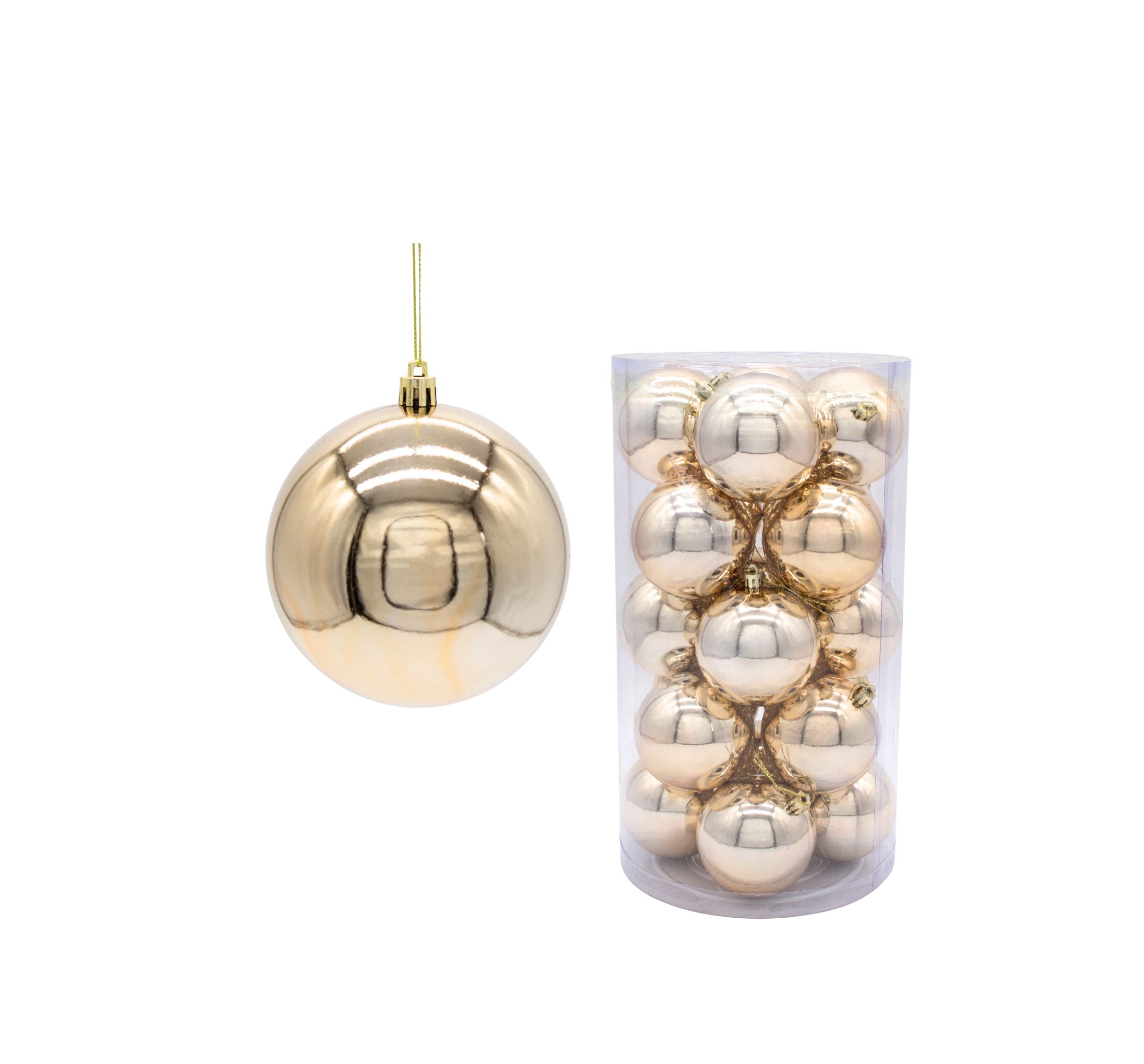 Bolas Navideñas de 8cm x 20 unidades con acabado brillante tipo espejo, ideales para árboles y decoraciones festivas.