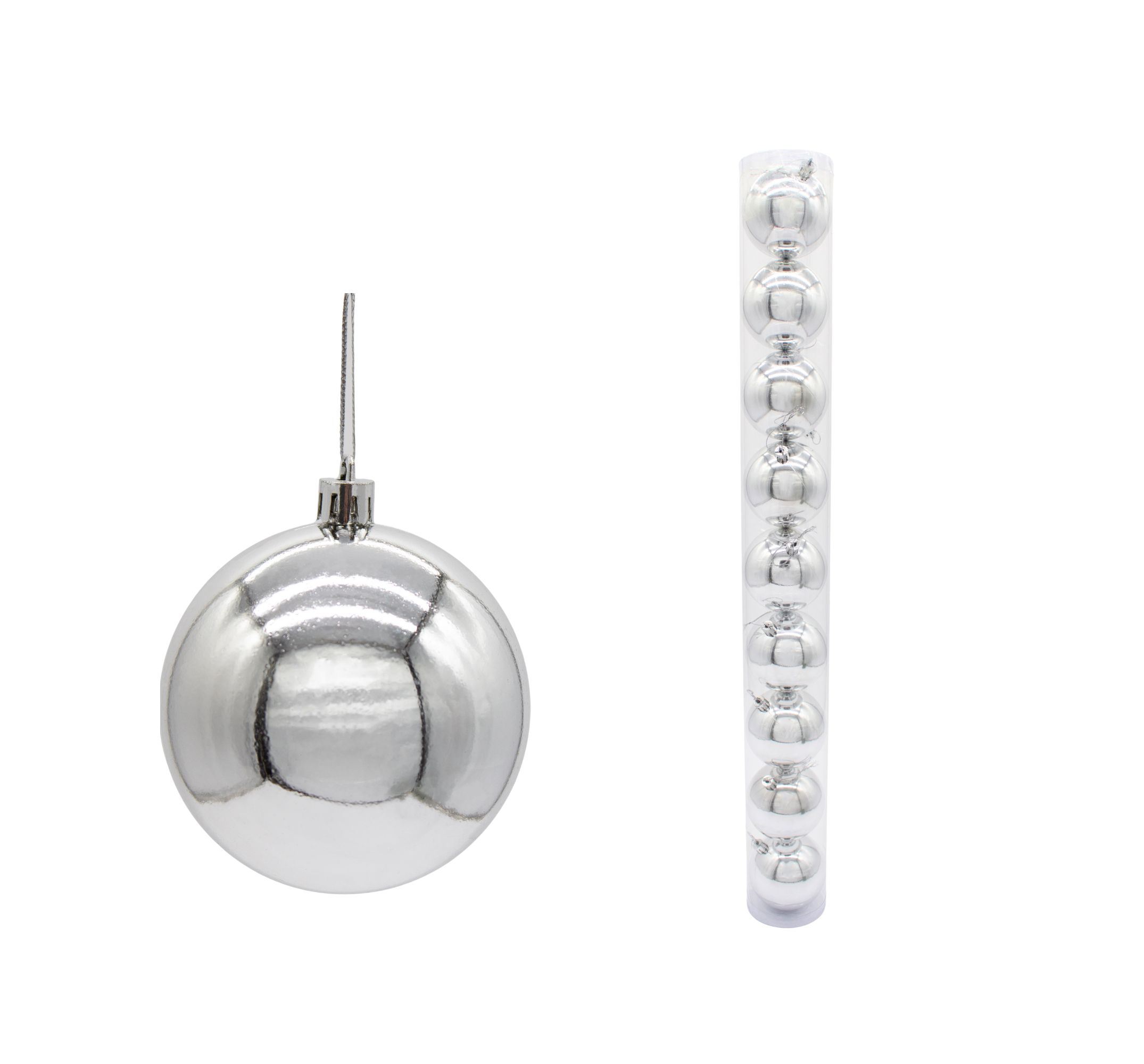 Bolas Navideñas de 8cm x 9 unidades, acabado brillante tipo espejo, ideales para árboles de Navidad y decoraciones festivas.