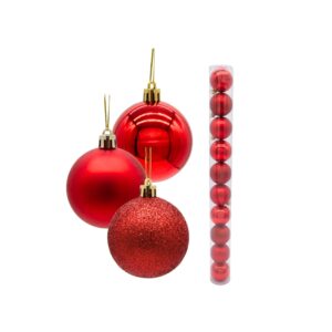 Bolas Navideñas Brillante-Mate-Mirella de 6cm x 10 unidades, colores surtidos con acabados brillantes, mates y escarchados para decoración navideña.