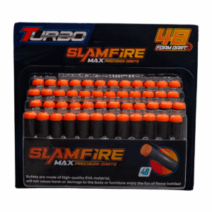 Blister con 48 dardos de espuma con punta naranja compatibles con lanzadores