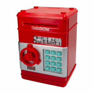 Caja Fuerte Infantil roja con teclado numérico y perilla frontal