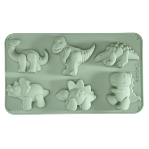 Molde de silicona con figuras de dinosaurios tamaño 27 x 16 cm flexible y de uso práctico