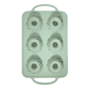 Bandeja de silicona con 6 cavidades en forma de espiral con asas tamaño 18 x 32.5 cm