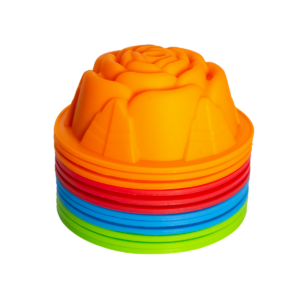 Molde de silicona con diseño de rosa para preparar postres o gelatinas.