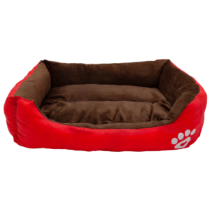 Cama acolchada para mascota de 49 cm en color rojo con interior marrón y bordes elevados