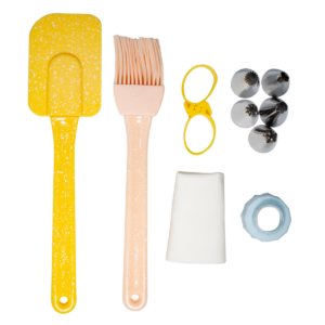 Kit de repostería con espátula y brocha de silicona, manga pastelera, adaptador y boquillas metálicas