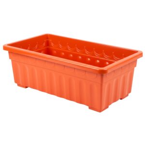 Matera jardinera rectangular grande de 52 cm en color naranja con diseño decorativo para plantas