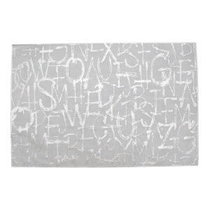 Individual rectangular para comedor de 30 x 45 cm con diseño decorativo de letras y estilo moderno.