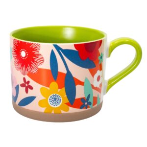 Pocillos jumbo coloridos de 450 ml con diseños florales y asas laterales