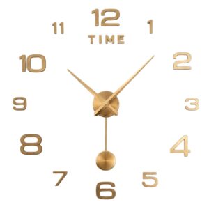 Reloj de pared decorativo de 60 a 70 cm con números dorados y diseño abierto