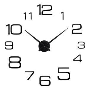Reloj de pared 3D con números grandes del 1 al 12 y agujas centrales